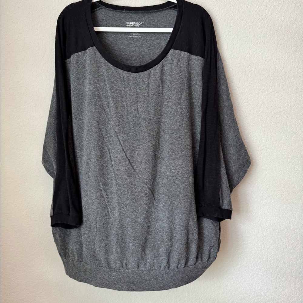 Torrid Gray and Black Color Block Shirt